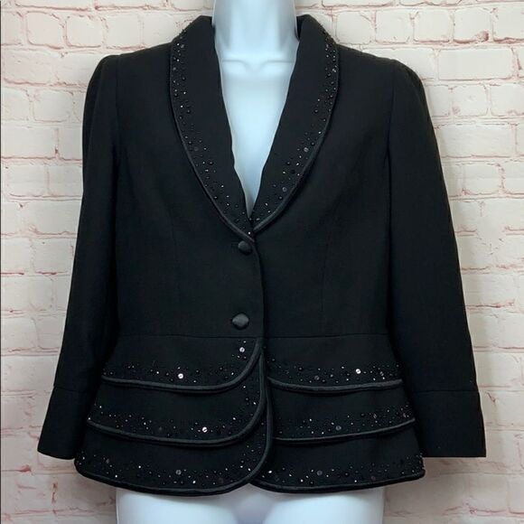john meyer collection Jackets & Blazers - Dressy John Meyer rhinestone beaded trim blazer 3/4 sleeve size 8